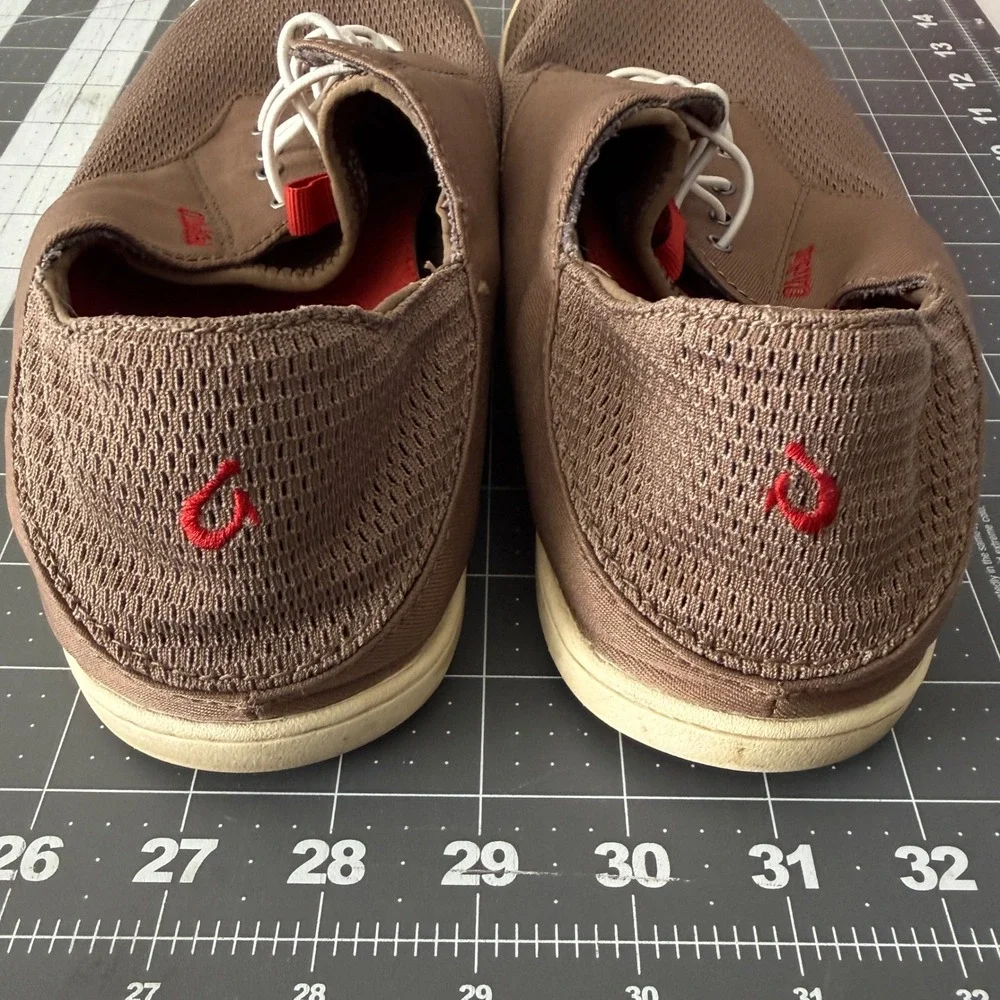 OluKai Nohea Moku Mens 9.5 Brown Slip On Boat‎ Shoes Comfort Outdoor Beachy